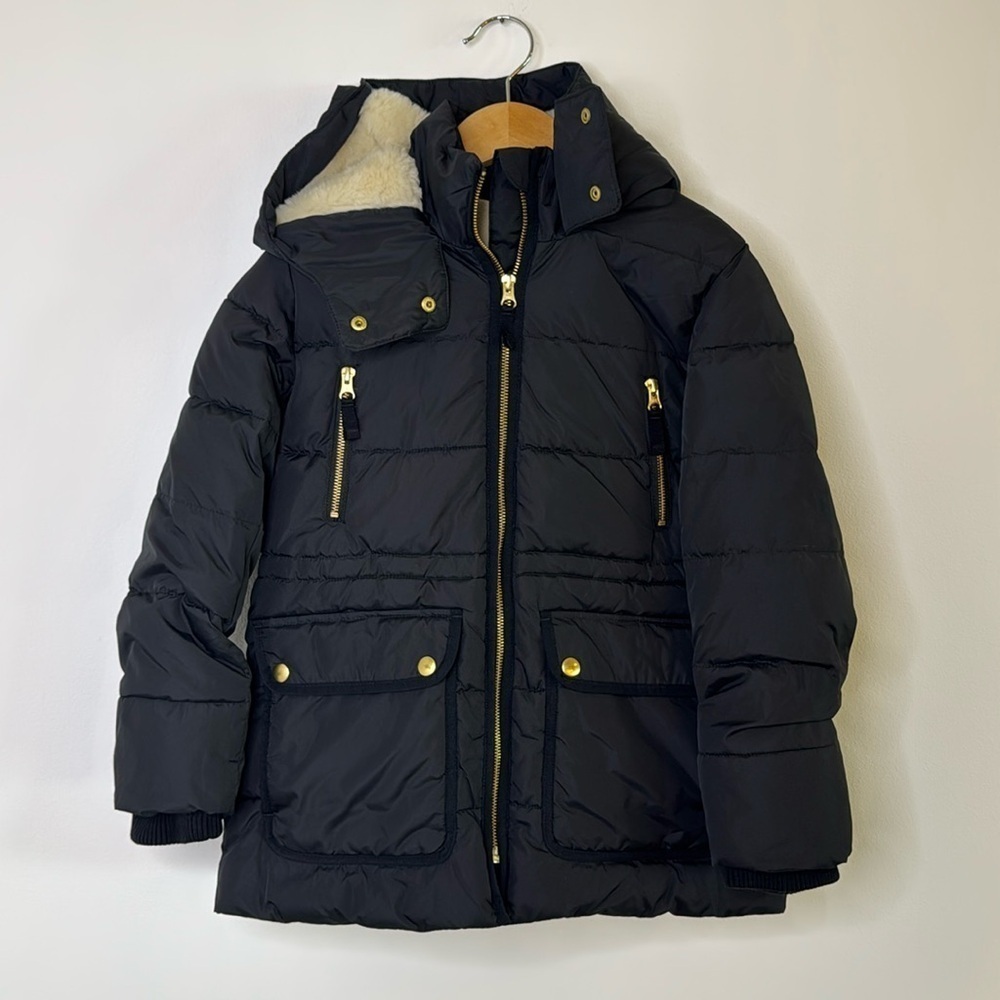 Crew Cuts Long Black Puffer Coat Girls Size M with PrimaLoft
